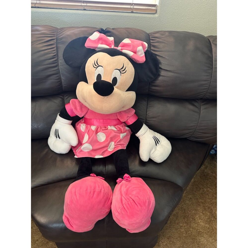 Disney Minnie Mouse Giant Jumbo Plush Stuffed Animal Pink Polka Dot 36" Large